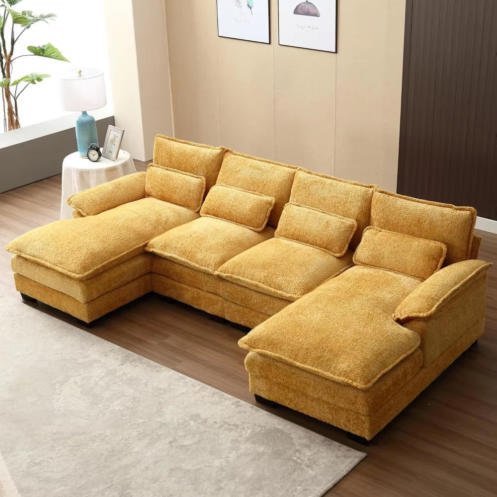 110" Modern Chenille, U Shaped Sectional Sofa Couch