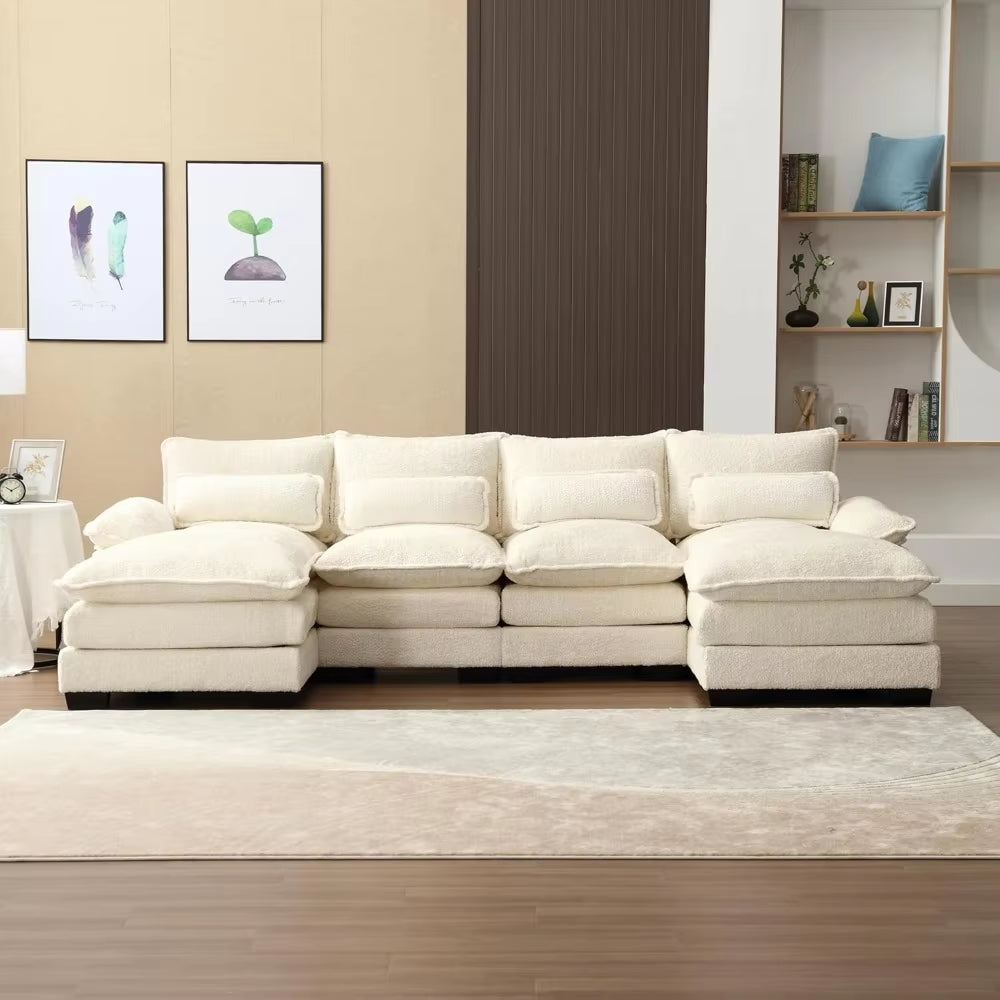 110" Modern Chenille, U Shaped Sectional Sofa Couch