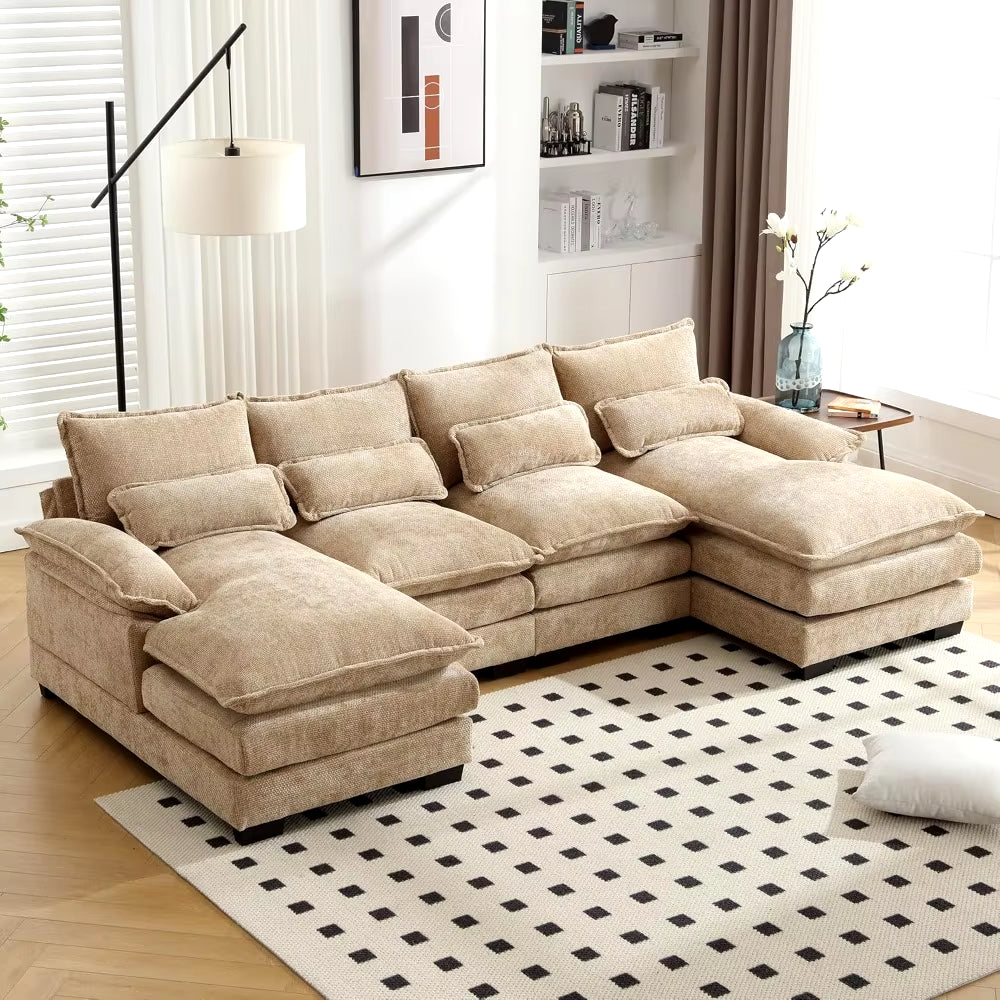 110" Modern Chenille, U Shaped Sectional Sofa Couch