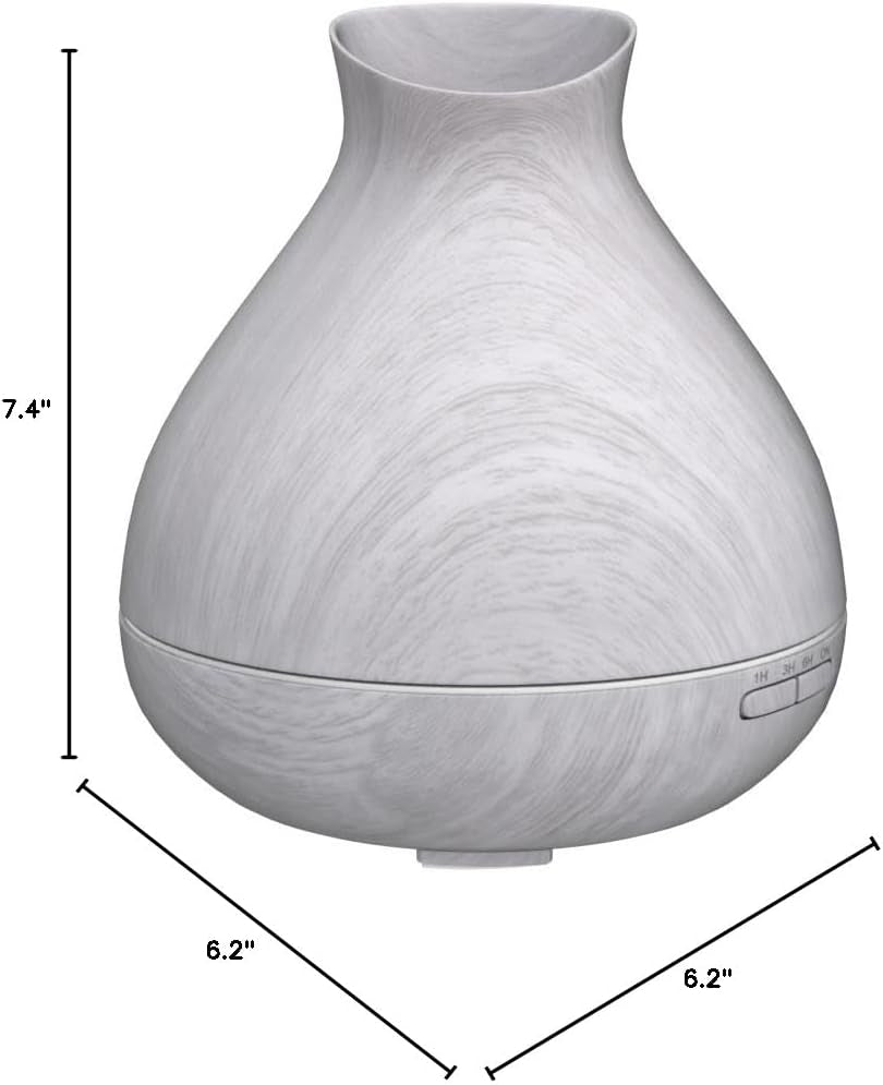 Aromatherapy Essential Oil Diffuser 550Ml 12 Hours White Wood Grain Aroma Diffuser with Timer for Large Room, Home, Baby Bedroom, Waterless Auto Shut-Off, 7 Colors Lights Changing