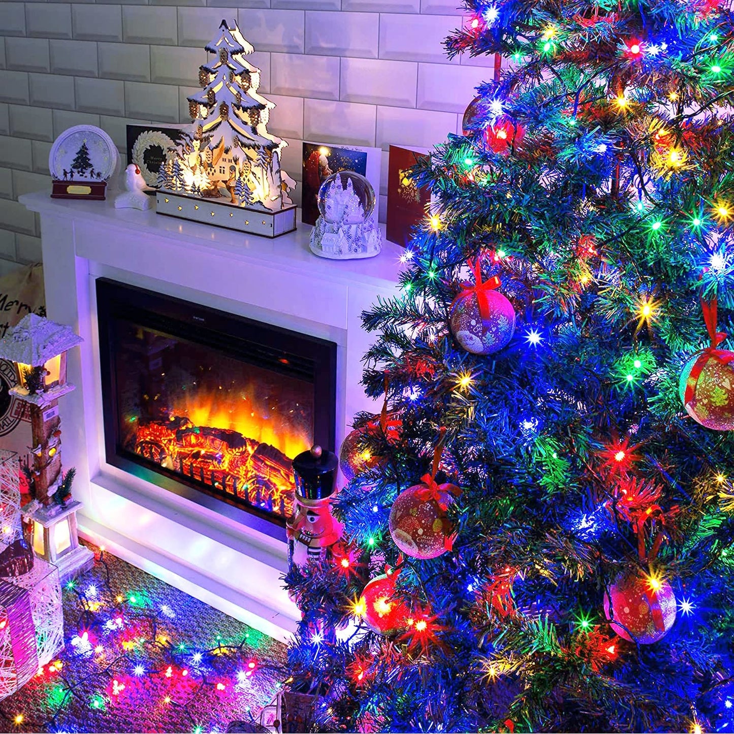 8 Modes Christmas Tree Lights Multicolor, 250 LED Multicolor Christmas Lights Indoor, 91.5Ft Green Wire Waterproof Christmas Lights Outdoor for Tree Party Garden Patio Christmas Decoration