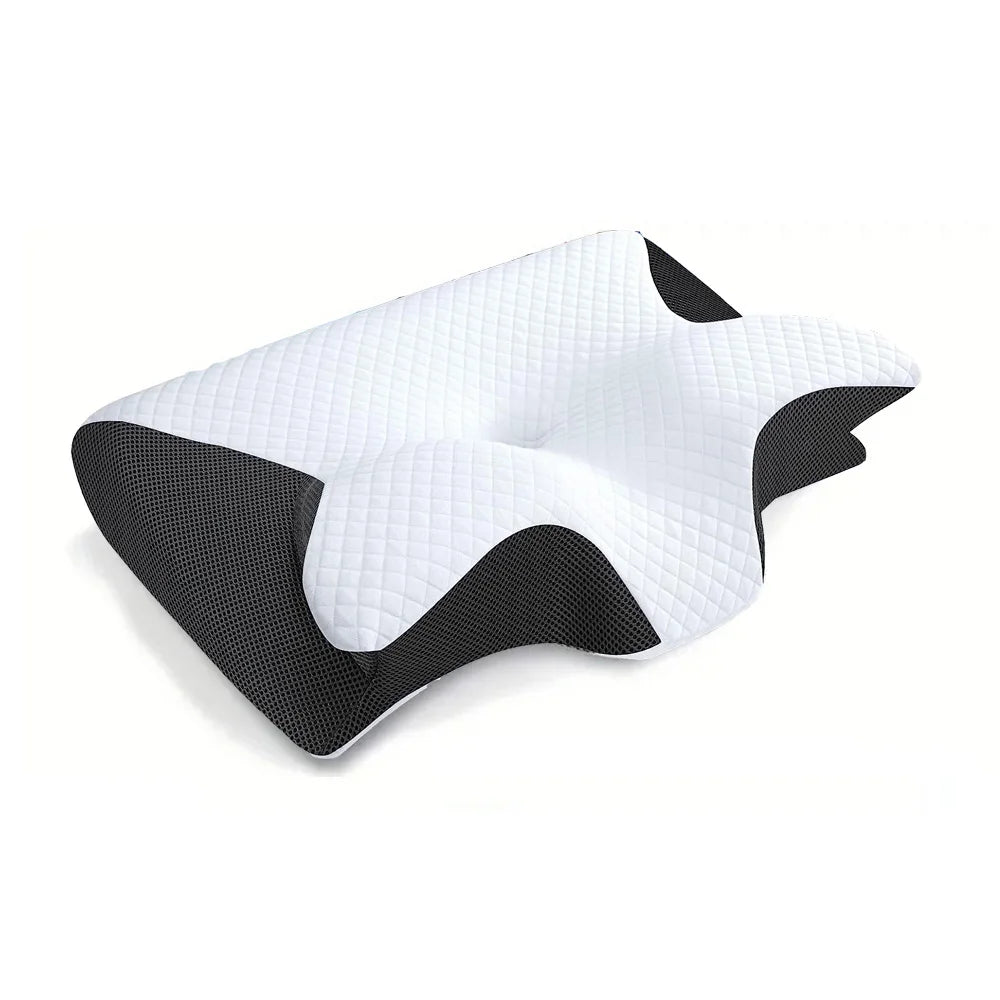 Butterfly sleep memory neck pillow with ergonomic design and slow rebound memory foam for cervical support.