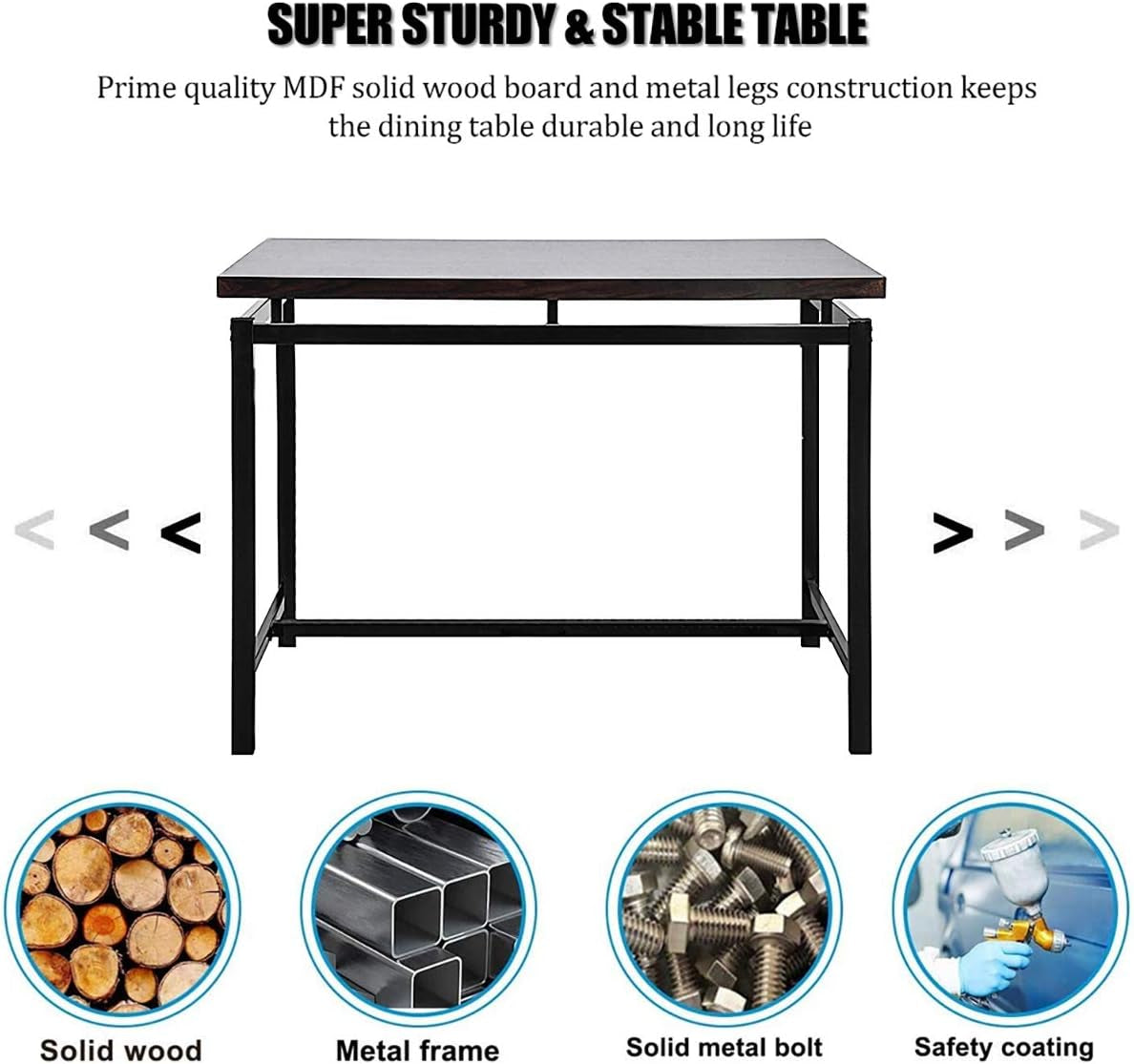 5 Pcs Dining Table Set, Counter Height Dining Table Set for 4, Wooden Bar Height Dining Table & Bar Stools, Bar Table and Chairs Set, Kitchen Dining Table Set for Pub/Dining Room