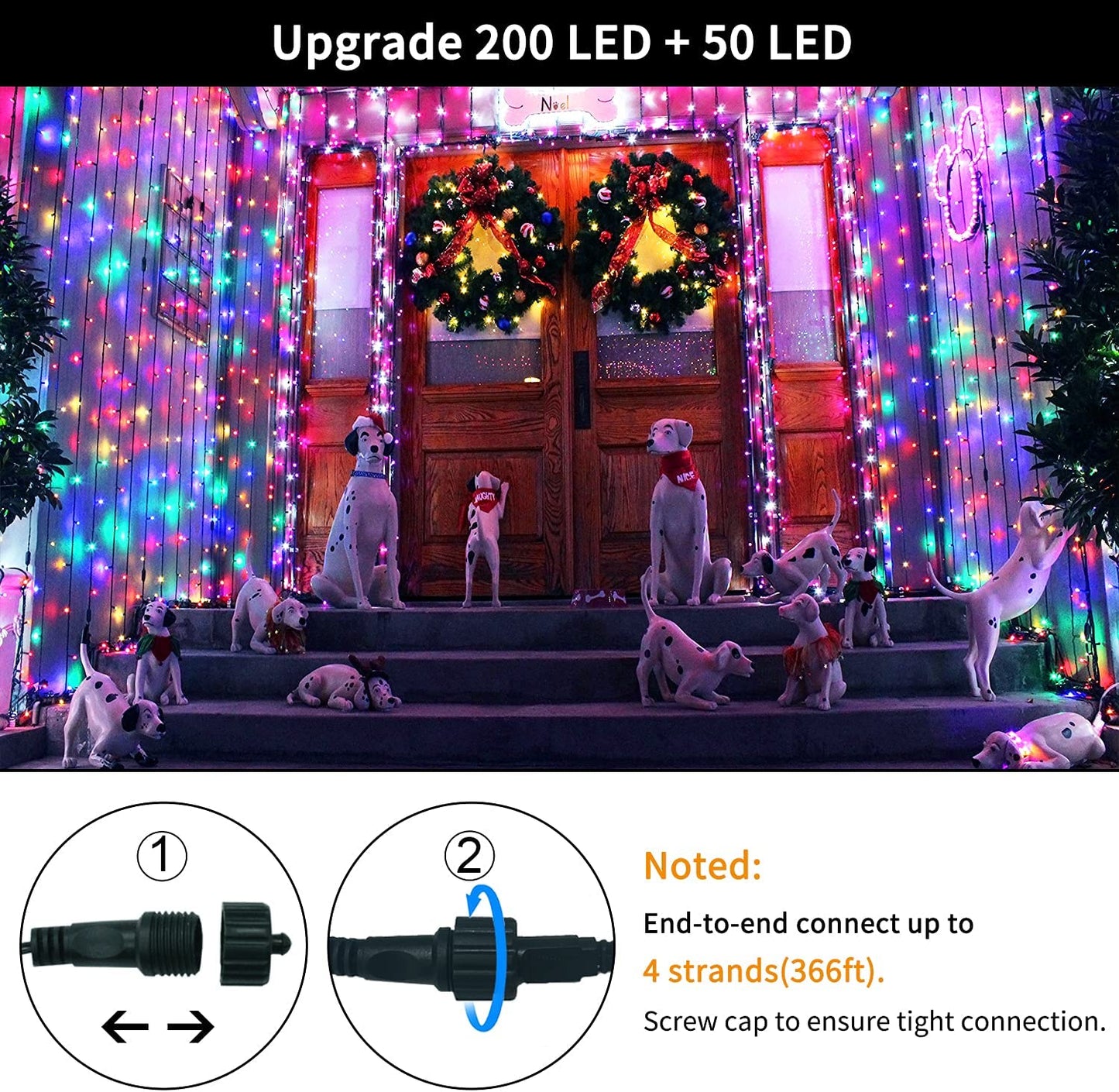 8 Modes Christmas Tree Lights Multicolor, 250 LED Multicolor Christmas Lights Indoor, 91.5Ft Green Wire Waterproof Christmas Lights Outdoor for Tree Party Garden Patio Christmas Decoration
