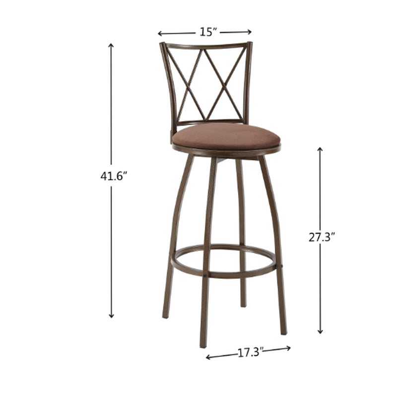 2 Piece Bar Stools, Bar Chairs, Brown Bar Stools,Country Style Industrial,Easy to Assemble, with Footrest for Indoor Bar Dining Kitchen