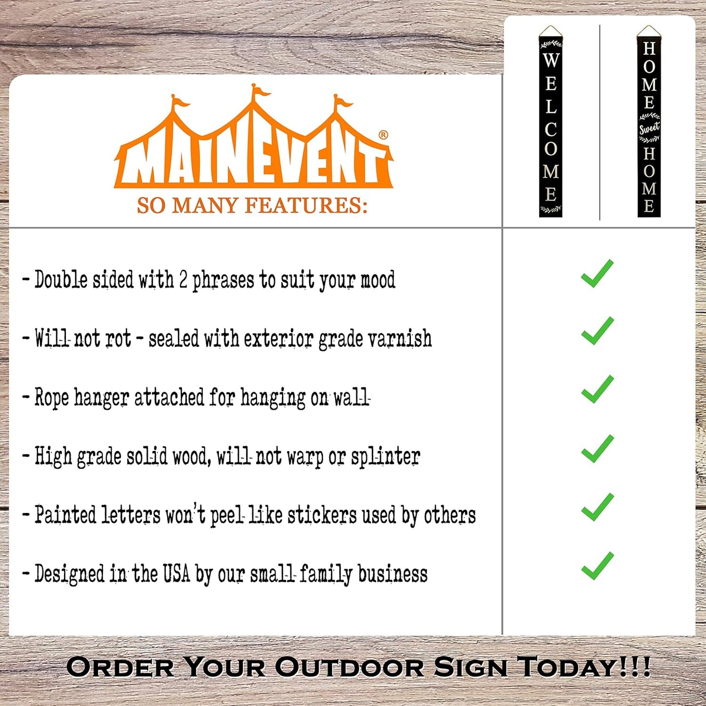 Tall Outdoor Welcome Sign for Front Door, 2 Sided 5 Ft Black Welcome Sign, Wooden Tall Welcome Sign for Front Porch, Farmhouse Welcome Porch Sign Wood Vertical Decor, Home Sweet Home Sign Porch Decor