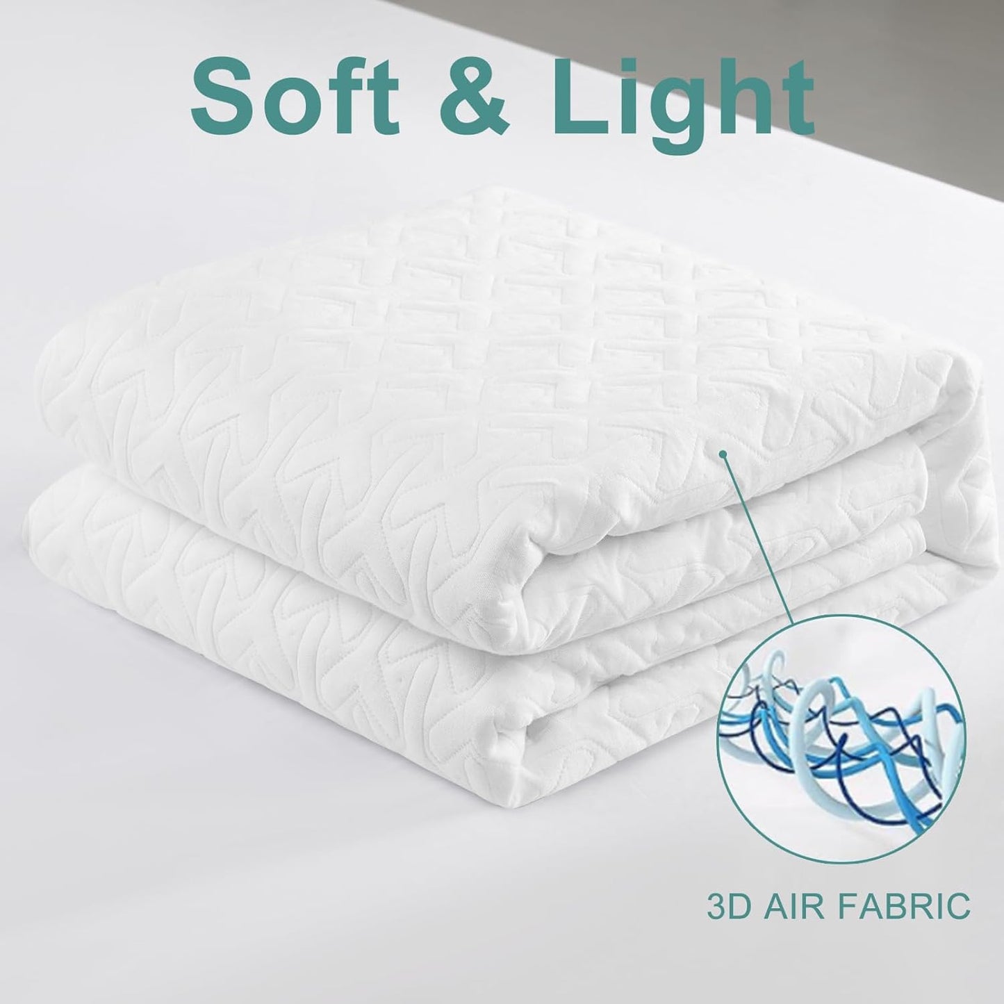 Premium 100% Waterproof King Size Mattress Protector Cooling King Mattress Pad Cover Breathable Deep Pocket Topper Protection Machine Washable Noiseless Quiet (White,King 78"X80")
