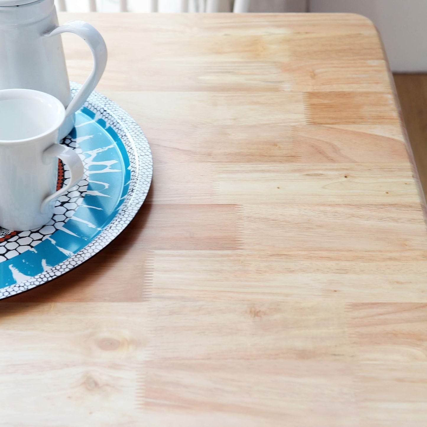 Canberra 47.2" Rectangular Wooden Dining Table/Mid Century Modern Malaysian Oak Kitchen Table (Natural-White) Table Only
