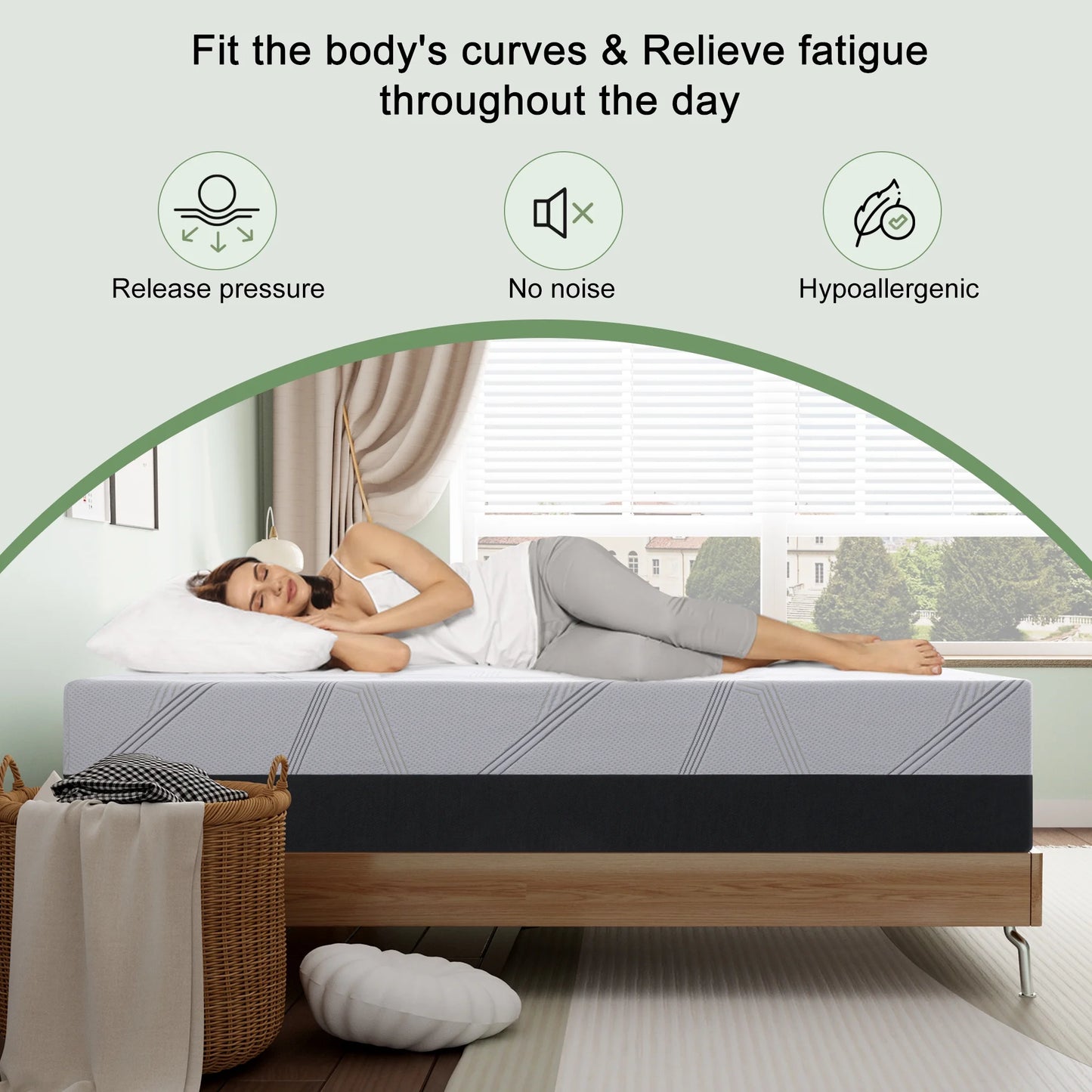 Queen Mattress, 8" Medium Gel Memory Foam Mattress in a Box, Queen Size
