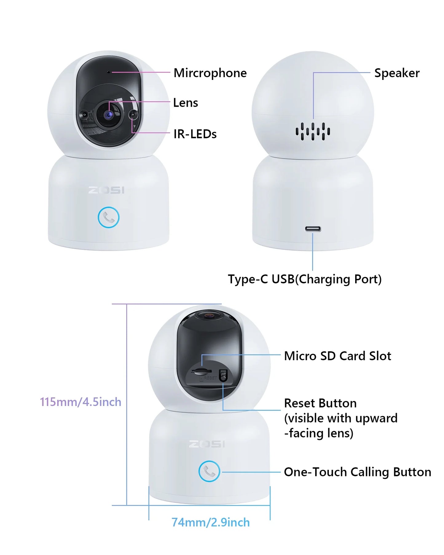 Advanced 5Ghz Wifi Security Camera - 3MP Baby & Pet Monitor with 2K 360° View, PIR Motion Sensor, Pan/Tilt Function, 2-Way Audio, and Night Vision for Home & Office
