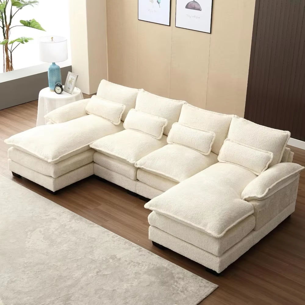 110" Modern Chenille, U Shaped Sectional Sofa Couch