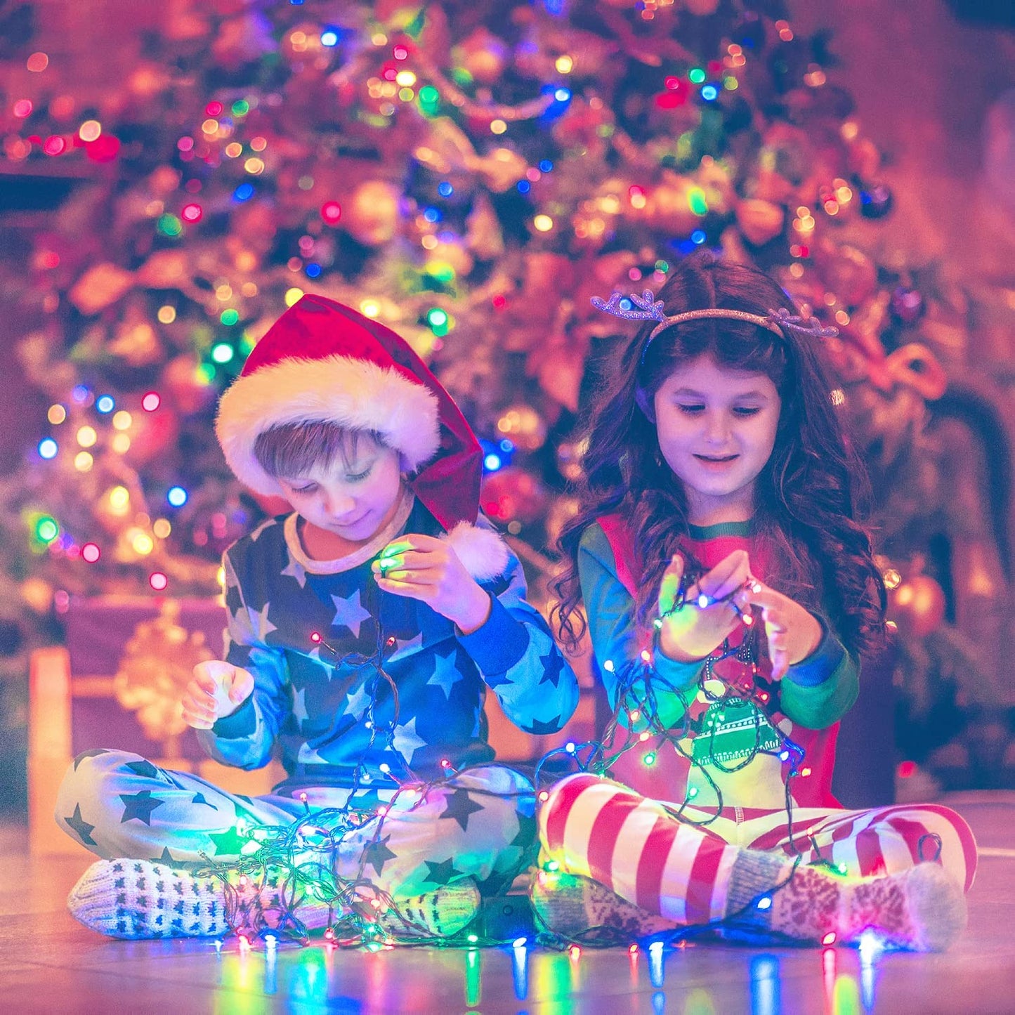 8 Modes Christmas Tree Lights Multicolor, 250 LED Multicolor Christmas Lights Indoor, 91.5Ft Green Wire Waterproof Christmas Lights Outdoor for Tree Party Garden Patio Christmas Decoration