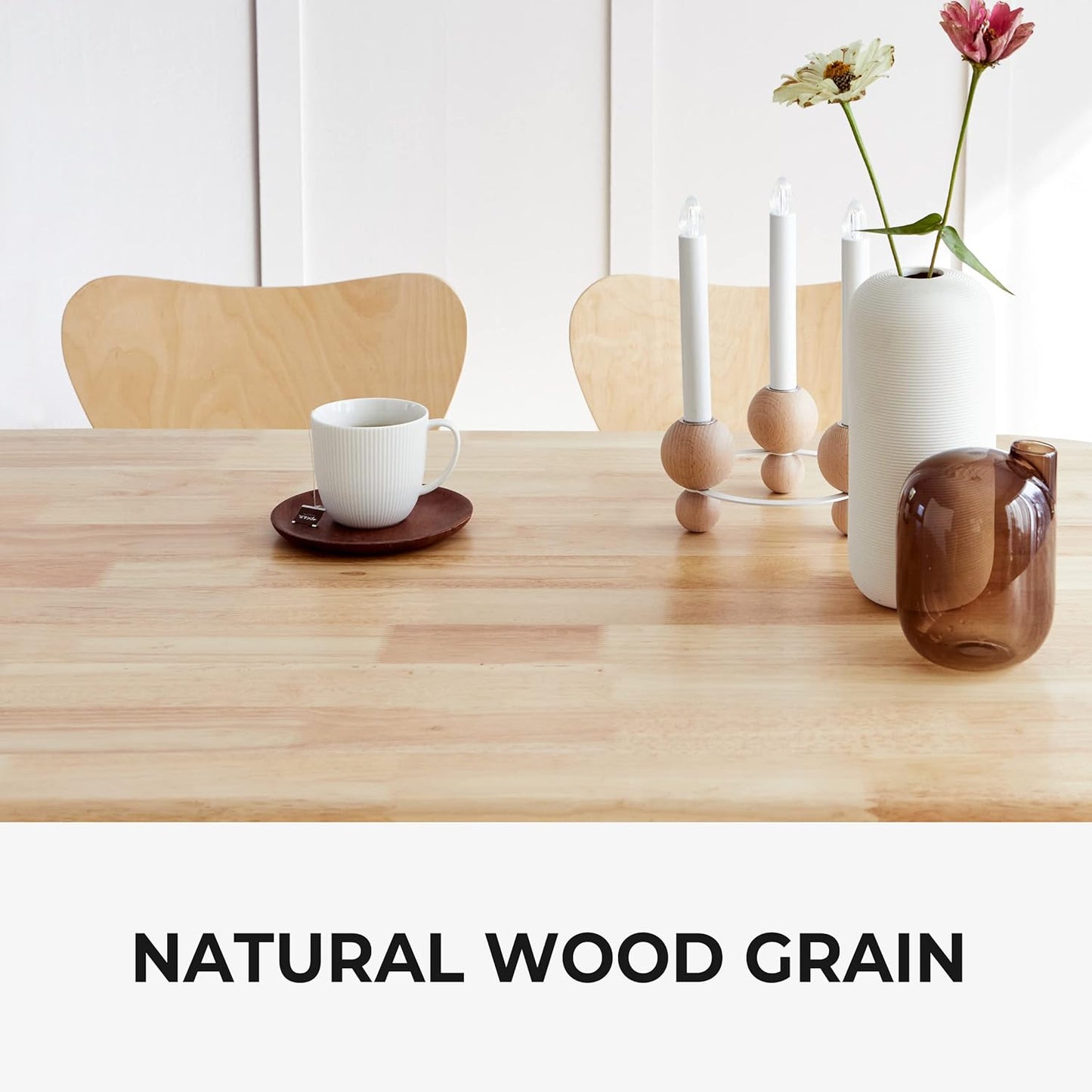 Canberra 47.2" Rectangular Wooden Dining Table/Mid Century Modern Malaysian Oak Kitchen Table (Natural-White) Table Only