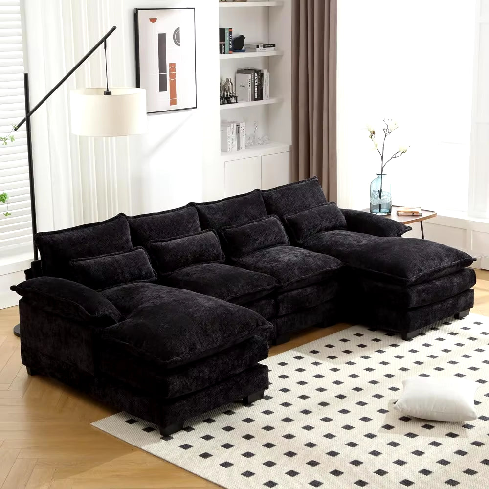 110" Modern Chenille, U Shaped Sectional Sofa Couch