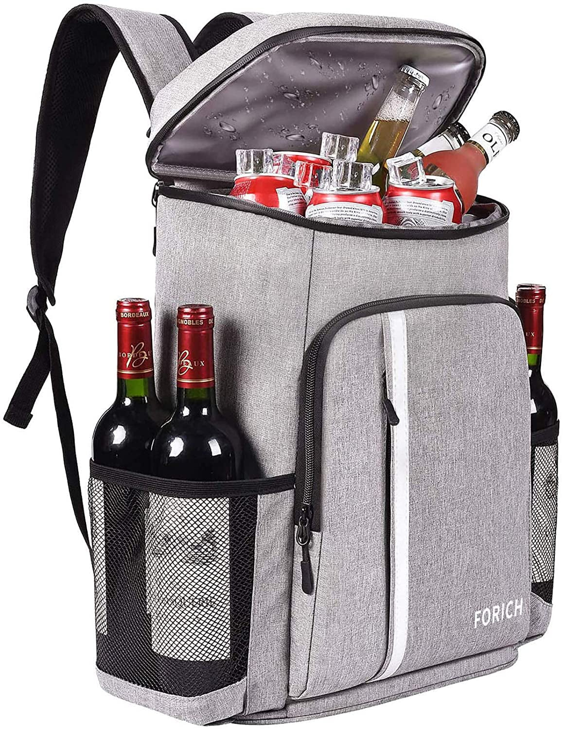 Leakproof insulated waterproof backpack cooler bag, lightweight design, holds 30 cans.