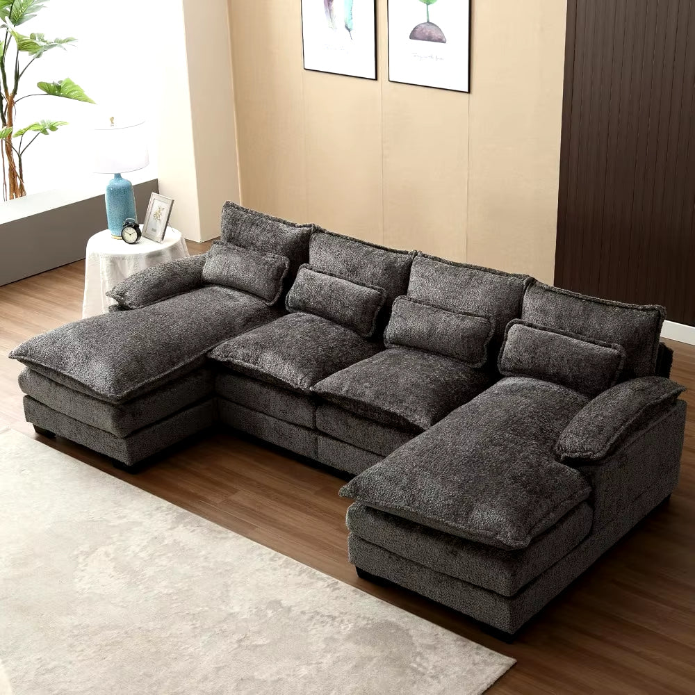 110" Modern Chenille, U Shaped Sectional Sofa Couch