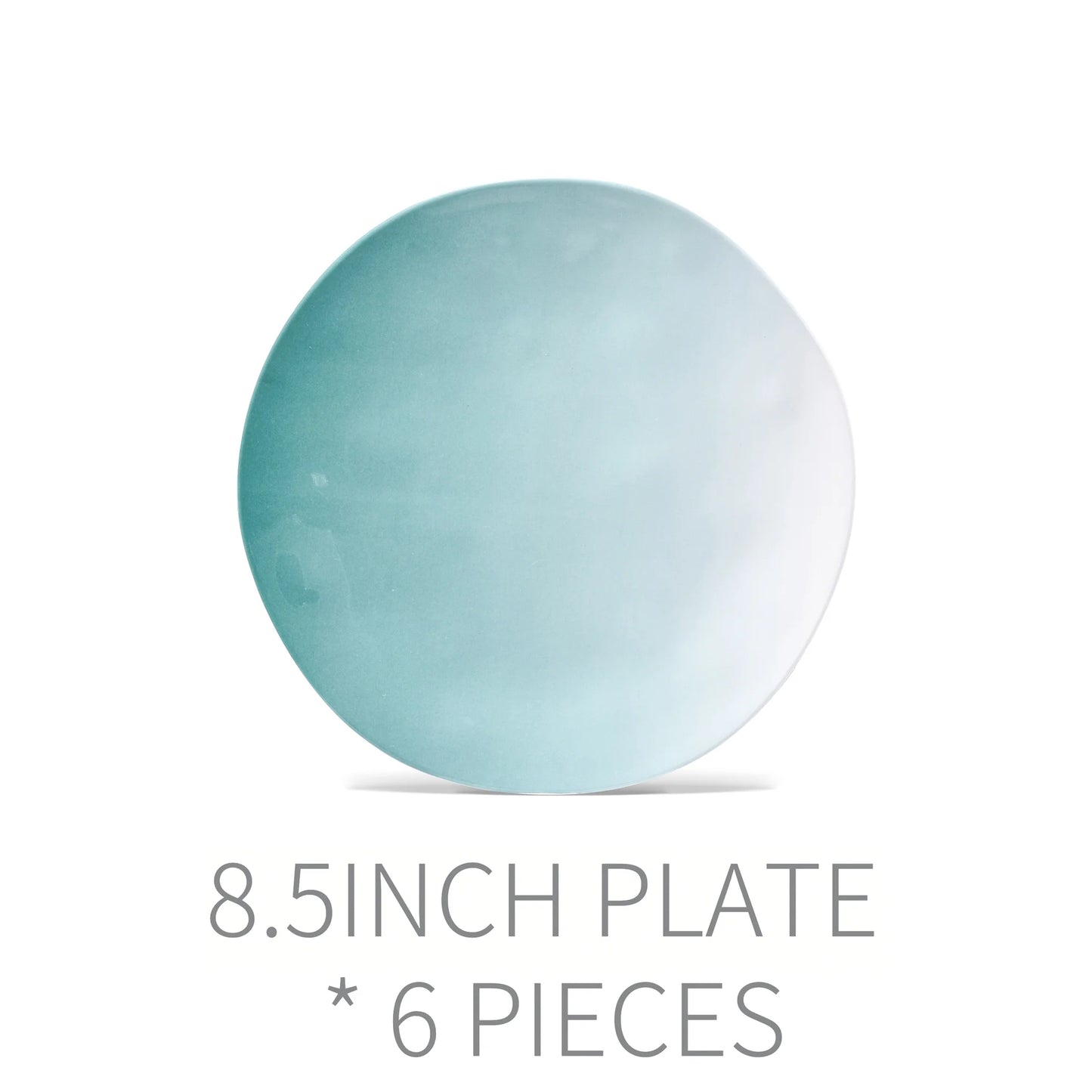 18-Piece Teal Turquoise Ombre Melamine Dinnerware Sets for 6,Outdoor Plates and Bowls Sets