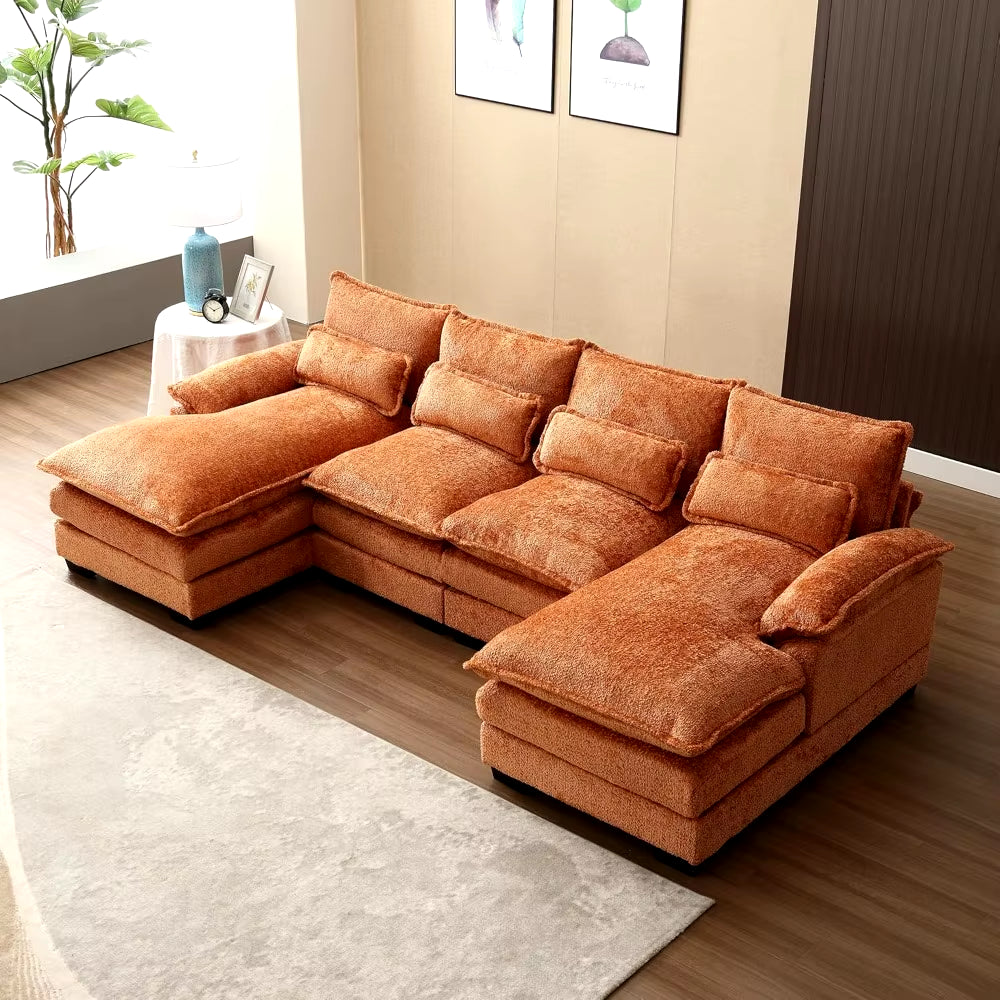 110" Modern Chenille, U Shaped Sectional Sofa Couch