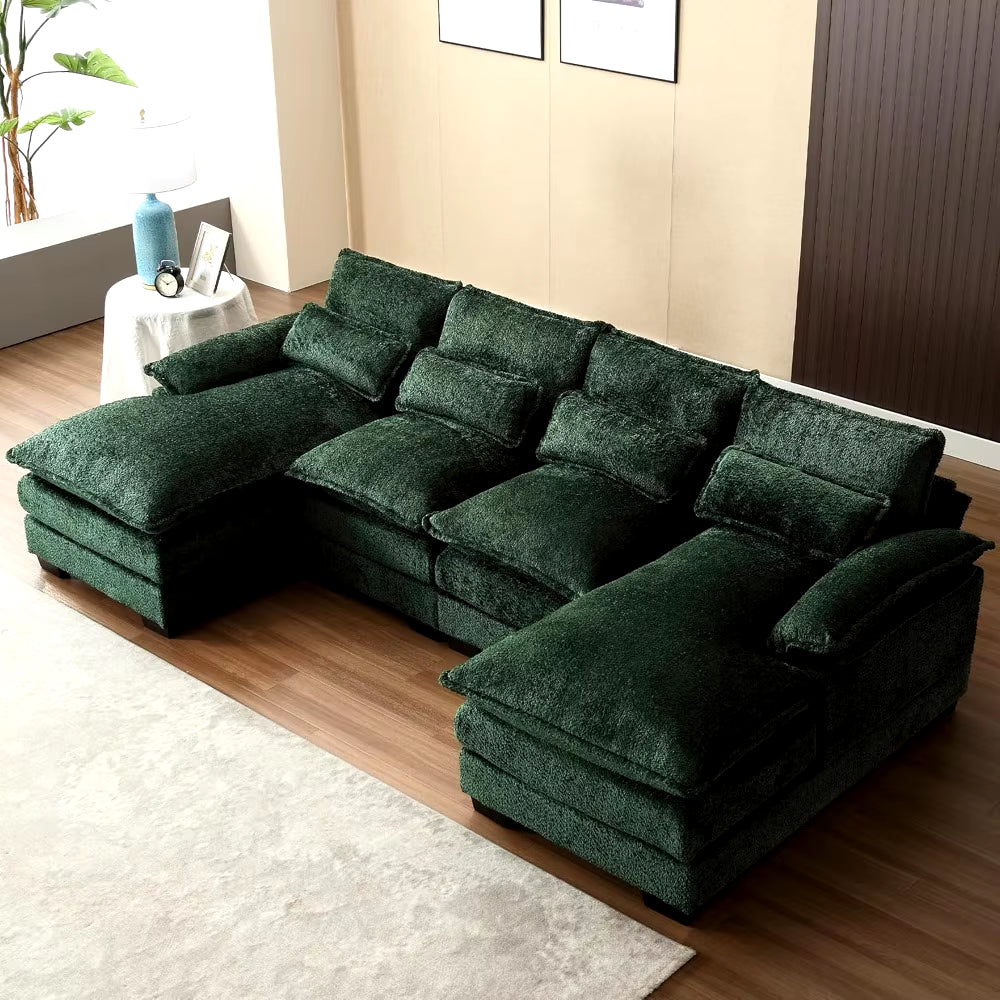 110" Modern Chenille, U Shaped Sectional Sofa Couch