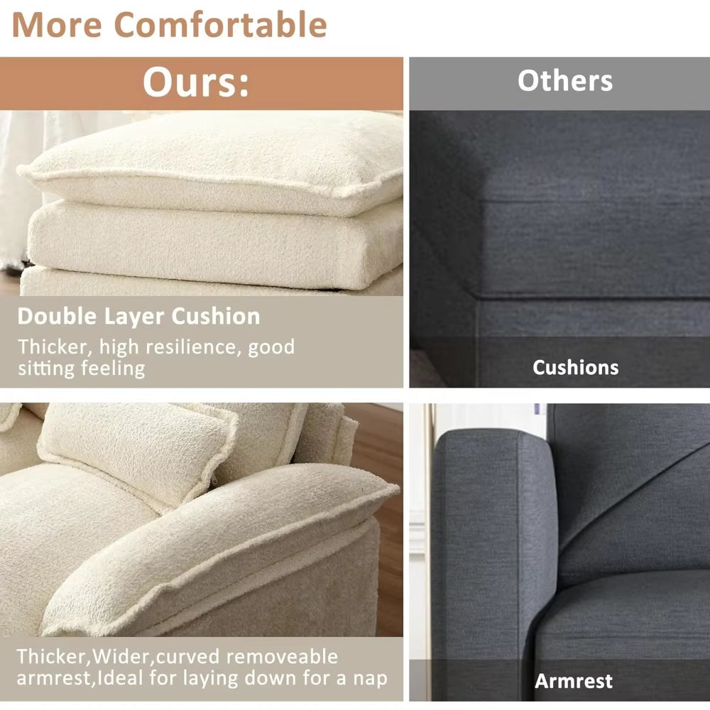 110" Modern Chenille, U Shaped Sectional Sofa Couch