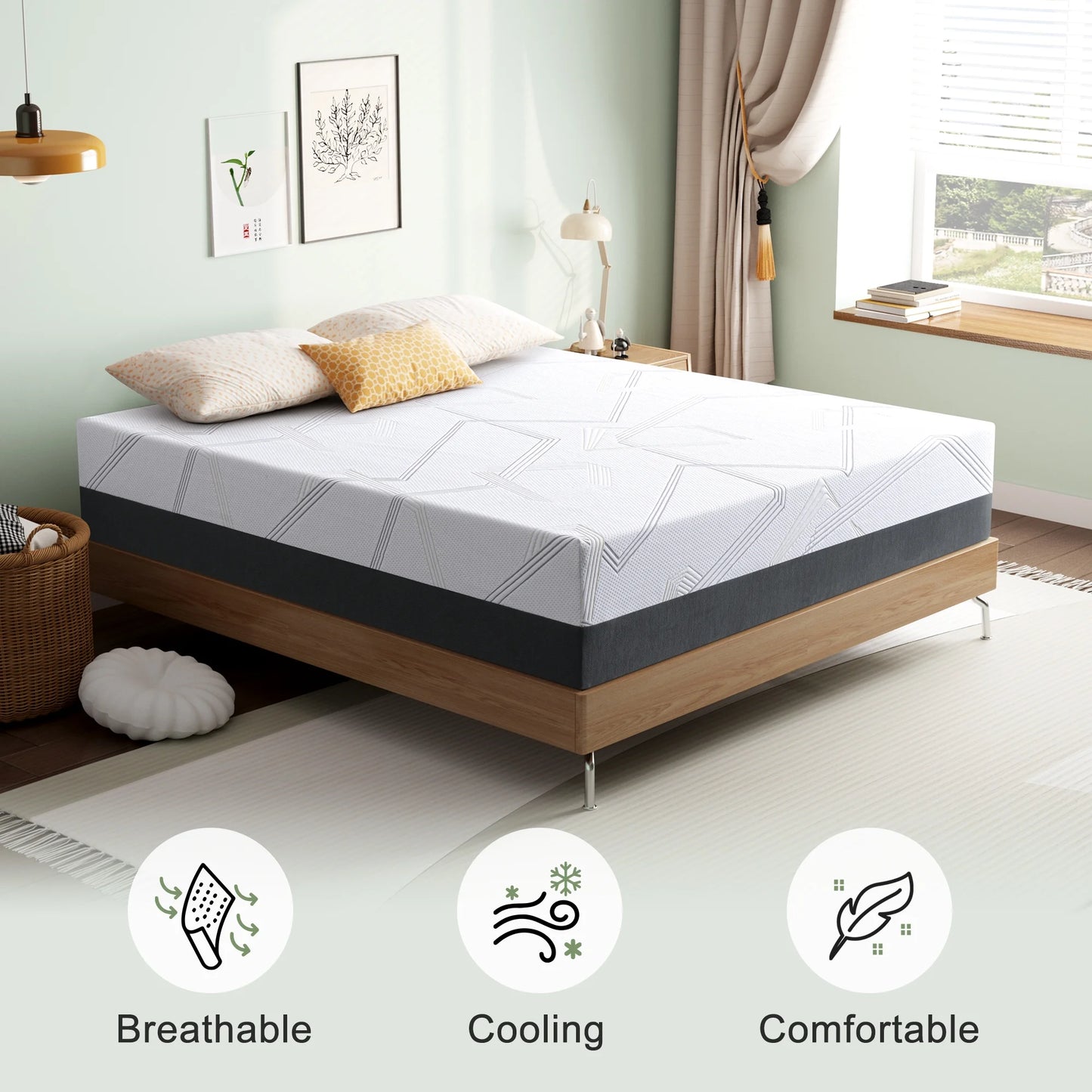 Queen Mattress, 8" Medium Gel Memory Foam Mattress in a Box, Queen Size