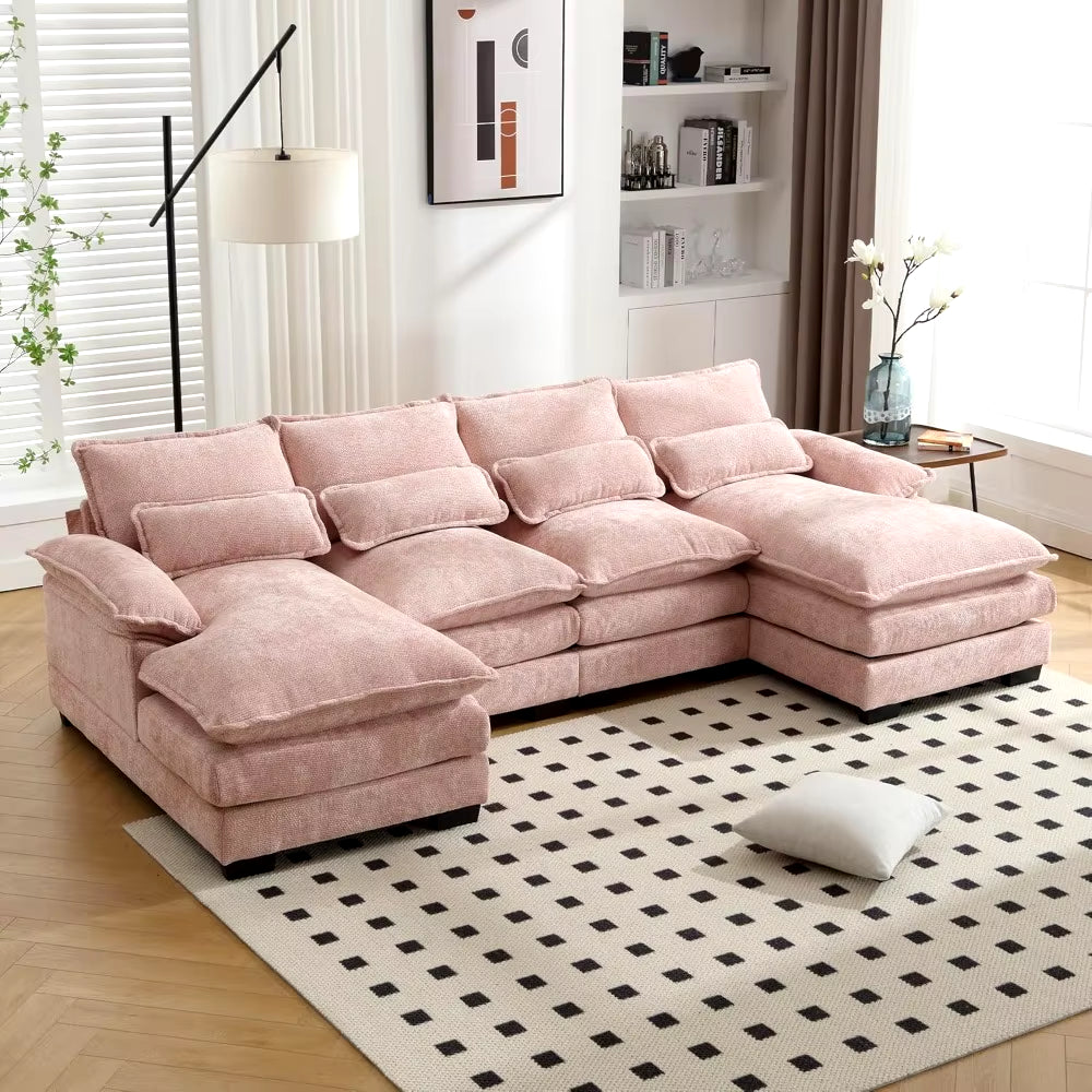 110" Modern Chenille, U Shaped Sectional Sofa Couch