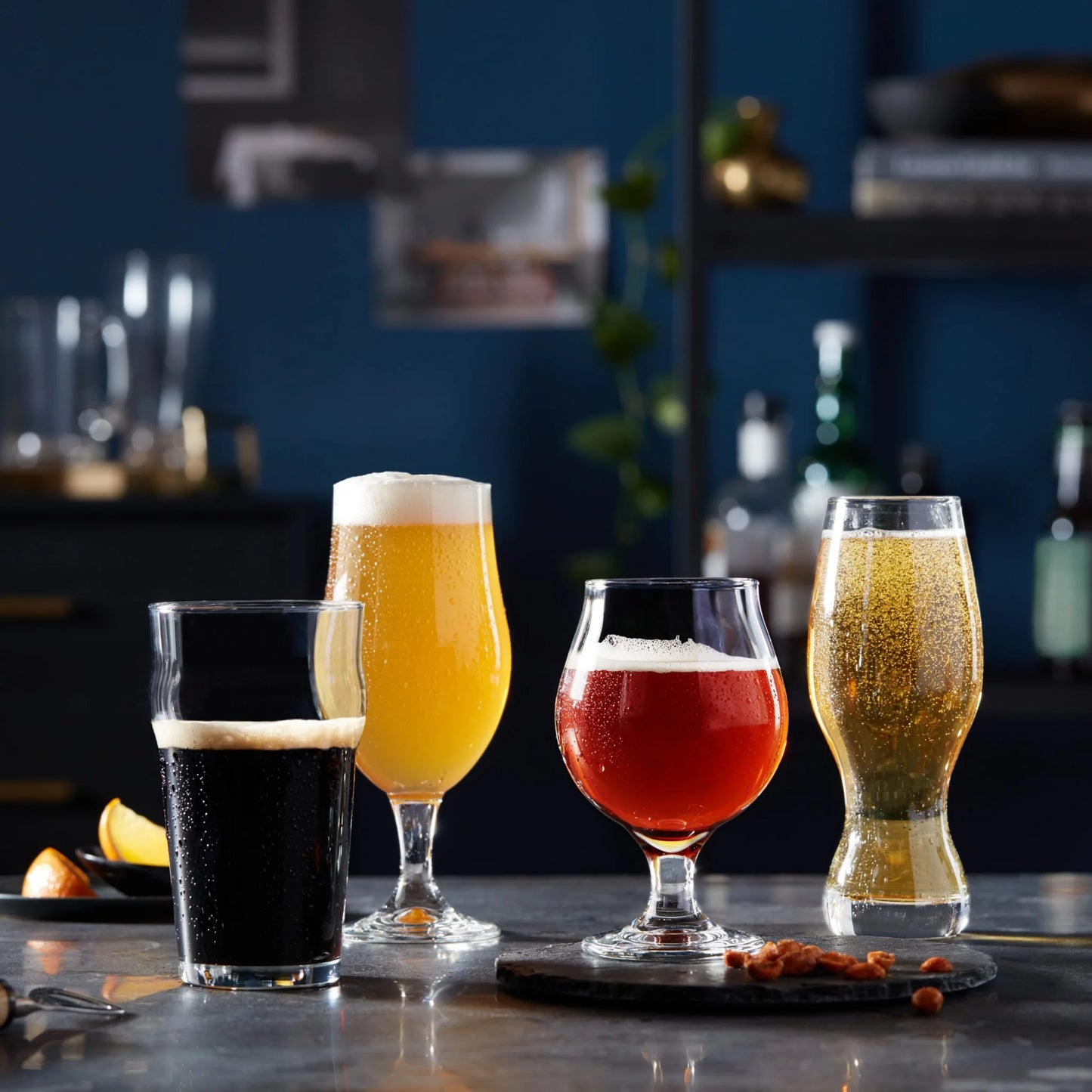 Craft Brews Classic Belgian Beer Glasses, Dishwasher Safe Beer Glasses Set of 4 for Belgian Ale, Tulip Beer Glasses