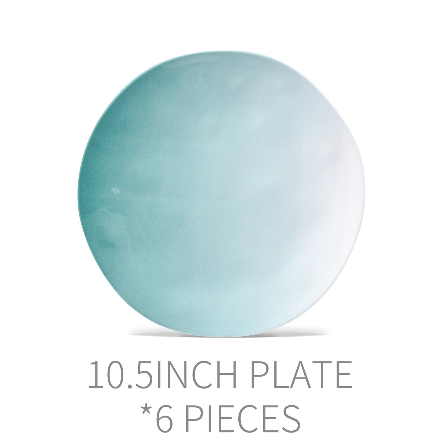 18-Piece Teal Turquoise Ombre Melamine Dinnerware Sets for 6,Outdoor Plates and Bowls Sets