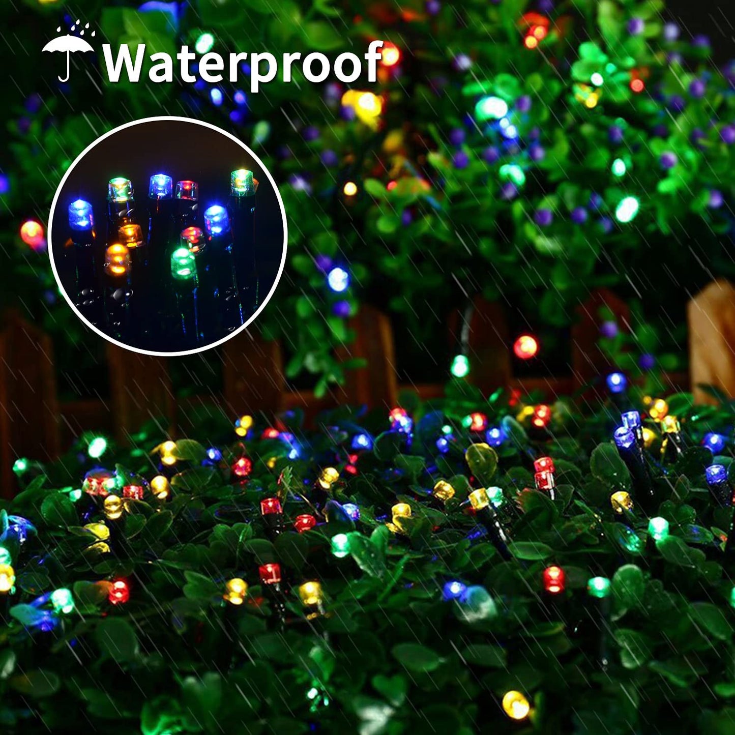 8 Modes Christmas Tree Lights Multicolor, 250 LED Multicolor Christmas Lights Indoor, 91.5Ft Green Wire Waterproof Christmas Lights Outdoor for Tree Party Garden Patio Christmas Decoration