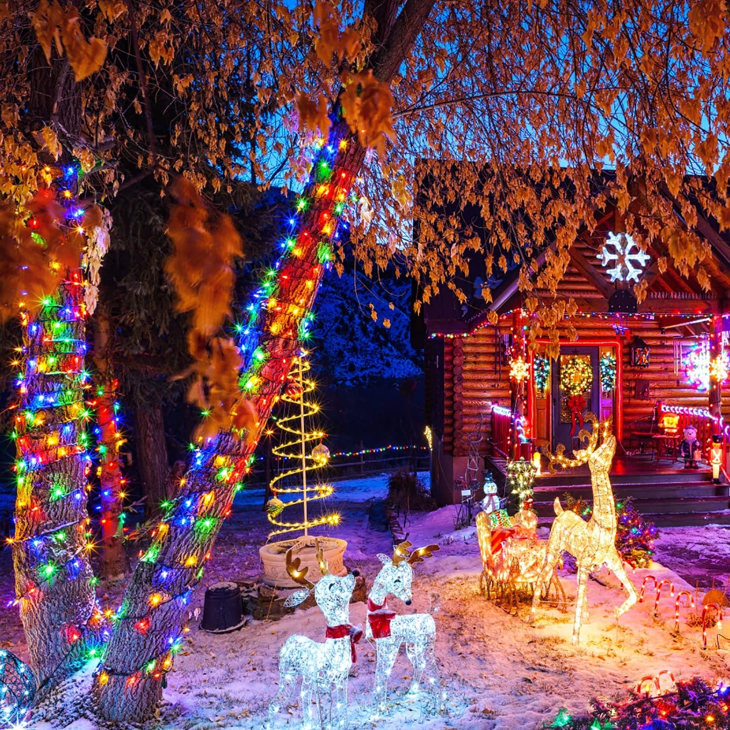 8 Modes Christmas Tree Lights Multicolor, 250 LED Multicolor Christmas Lights Indoor, 91.5Ft Green Wire Waterproof Christmas Lights Outdoor for Tree Party Garden Patio Christmas Decoration