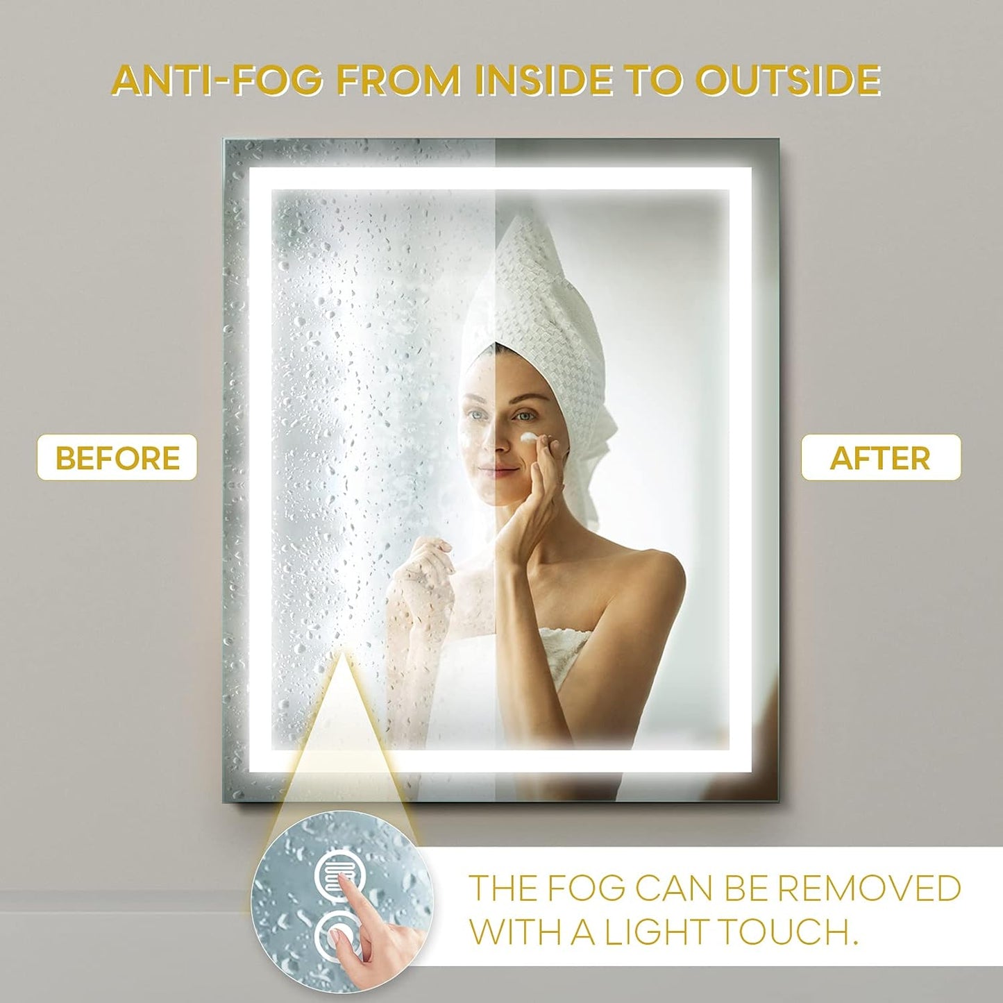 Led Mirror, Led Mirror for Bathroom, Led Bathroom Mirror, 32 X 24 Inch Lighted Bathroom Mirrors with Anti-Fog and Dimmable Led Mirror, Memory Bathroom Mirror, Led Vanity Mirror
