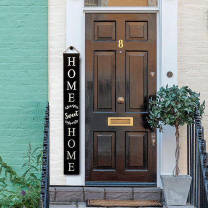Tall Outdoor Welcome Sign for Front Door, 2 Sided 5 Ft Black Welcome Sign, Wooden Tall Welcome Sign for Front Porch, Farmhouse Welcome Porch Sign Wood Vertical Decor, Home Sweet Home Sign Porch Decor