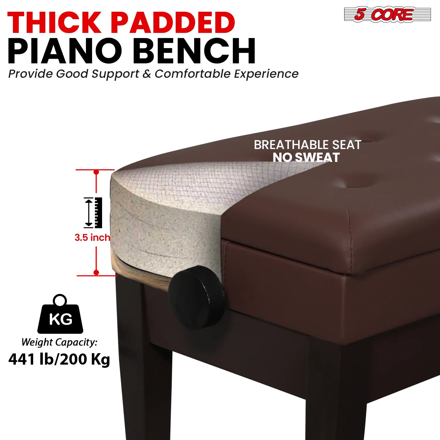 Wooden Adjustable Duet Piano Bench with Storage for Two