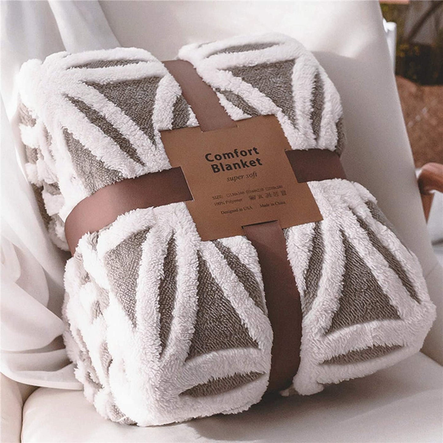 Sherpa fleece blanket 71x80, fuzzy soft dual sided throw for couch, sofa, bed in grey.