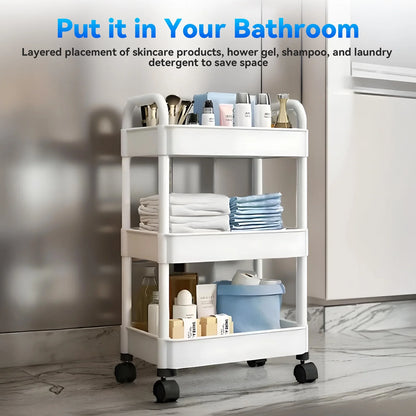 3 Drawers Cart Rolling Plastic Storage Cart and Organizer Metal Frame Plastic Drawers Plastic Trolley Organizer