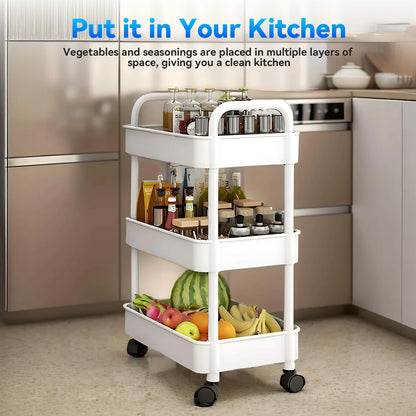3 Drawers Cart Rolling Plastic Storage Cart and Organizer Metal Frame Plastic Drawers Plastic Trolley Organizer